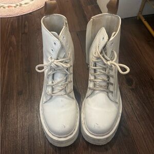 White Dr. Martin Lace Up Boots